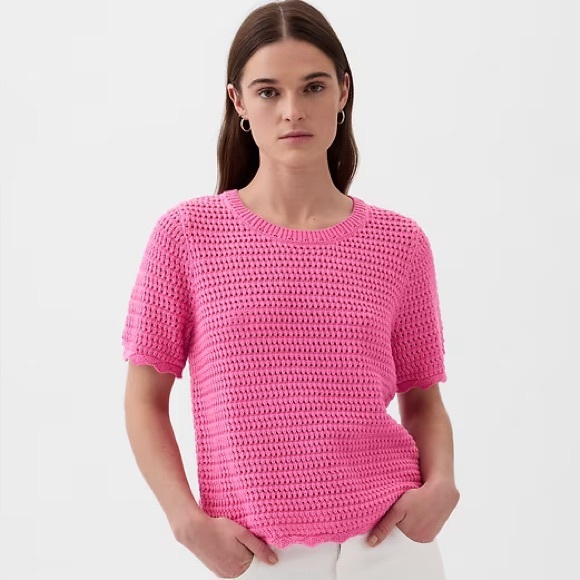 GAP Tops - Gap Crochet Sweater Top Indie Pink